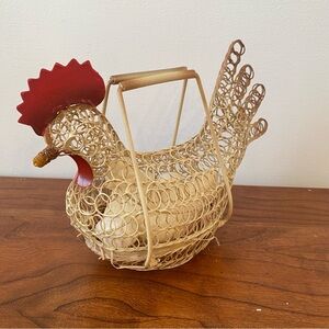Small Metal Wire Chicken Rooster Basket With Handle